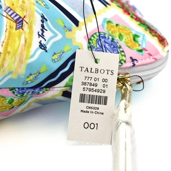 Talbots NWT Makeup Cosmetic Travel Zipper Bag Scenic Print Pouch - Picture 9 of 10